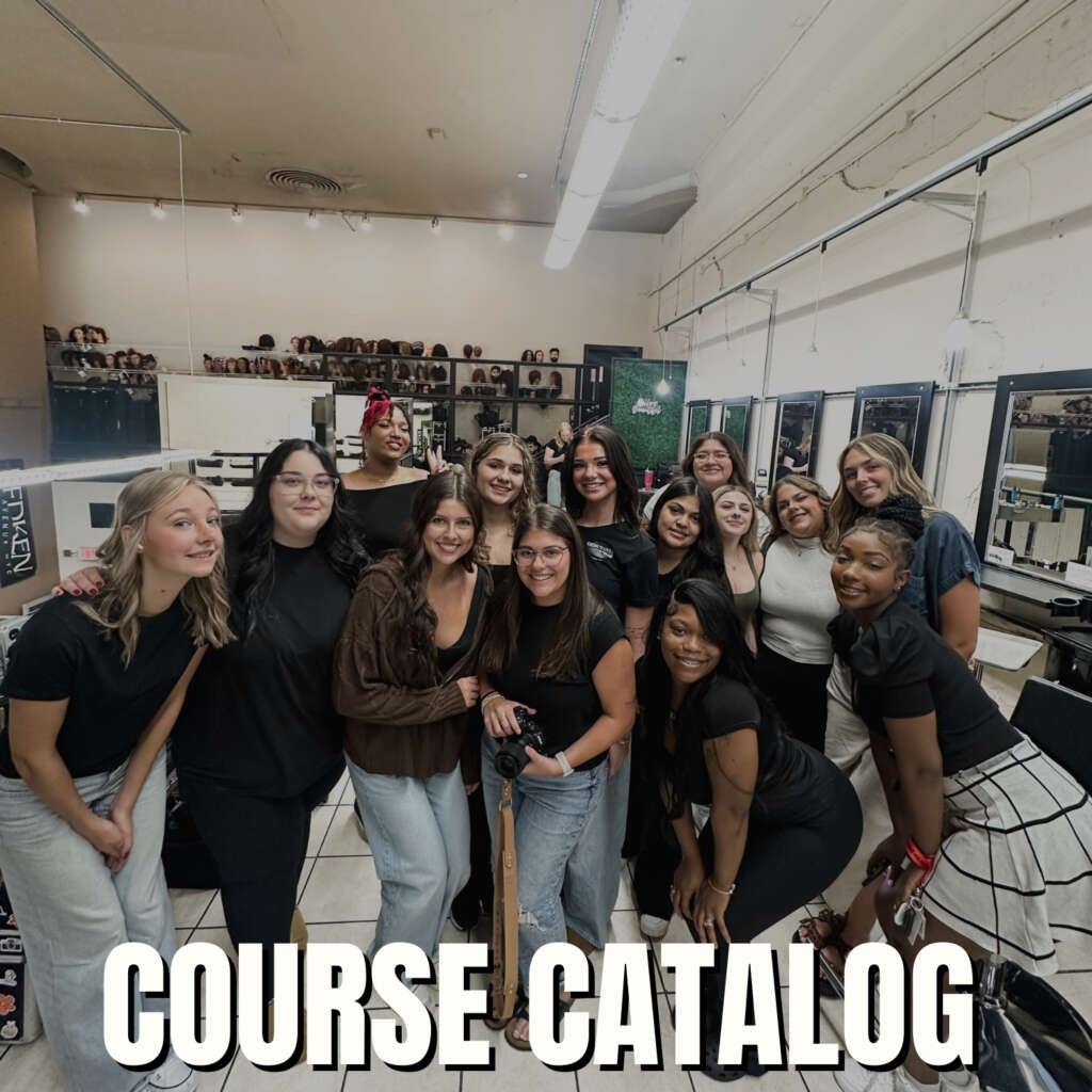 Talene, an esthetics student at Debutantes School of Beauty, poses with professional skincare brushes while training for a career in esthetics at the beauty school in DeKalb Illinois.