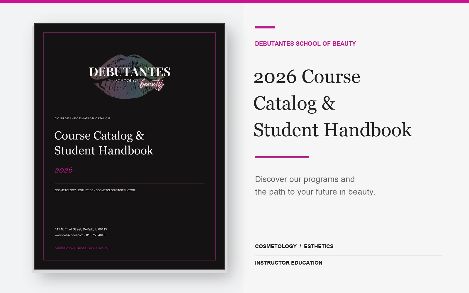 Open the 2026 Debutantes Course Catalog and Student Handbook PDF